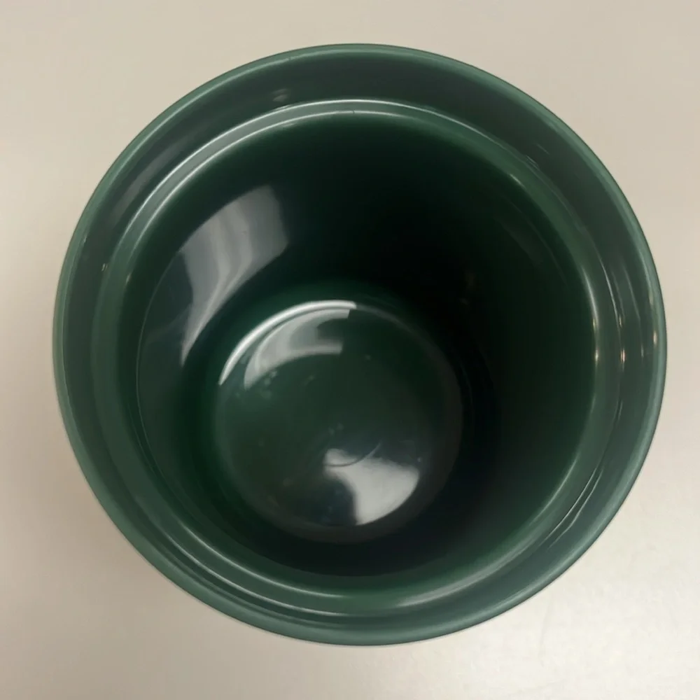 Jagermeister cork, plastic cup cooler with lid small green in color